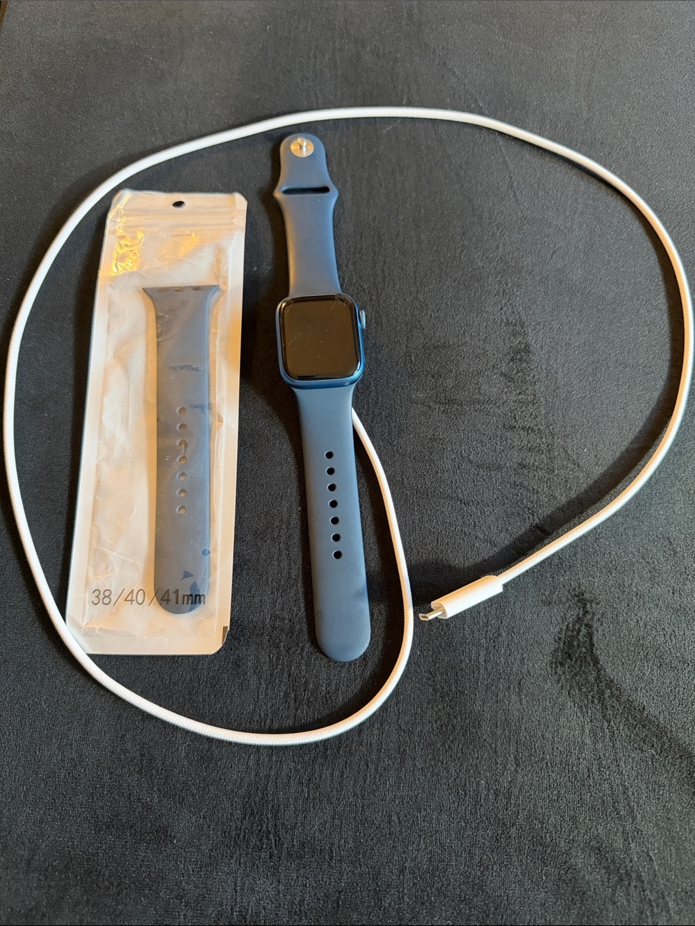 Apple Watch 7 series- Blue Silicone Smartwatch Band with Charger - 38/40/41mm